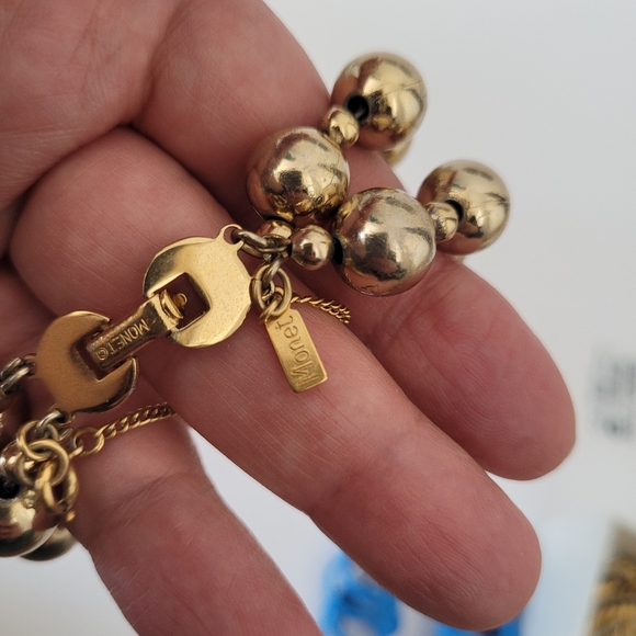 Vintage Monet double strand bracelet with gold tone beads - Picture 10 of 11